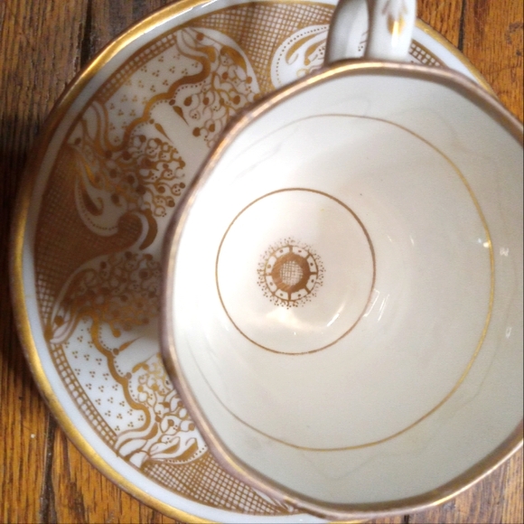 Hicks&Meigh!1806-1822! English bone Fine China gold gilt handpainted saucer&cup! - Picture 11 of 12
